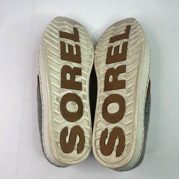 Sorel Campsneak Camel Brown Suede Gray Wool Slip On Shoes Casual Sneakers - Picture 8 of 8
